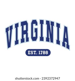 Virginia typography design vector, usa state shirt design vector. Jersey design vector, T-shirt design for usa 