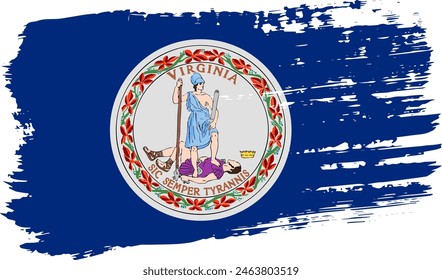 Bandera de Estados Unidos de Virginia, trazo de pincel ancho sobre fondo transparente, Vector.