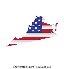 Virginia US state flag map isolated on white. Vector illustration.