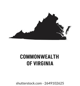 Virginia US state outline map with the handwritten state name. Continuous line drawing of patriotic home sign. A love for a small homeland. T-shirt print idea. Vector illustration.