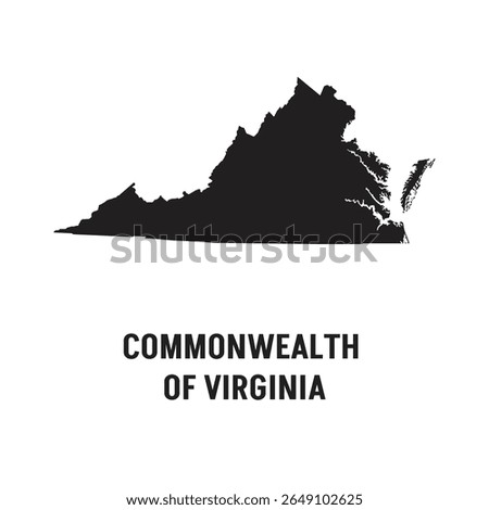Virginia US state outline map with the handwritten state name. Continuous line drawing of patriotic home sign. A love for a small homeland. T-shirt print idea. Vector illustration.