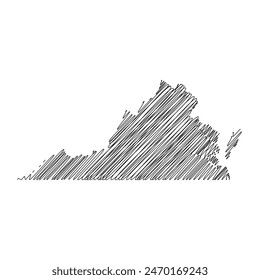 Virginia US state thread map line vector illustration