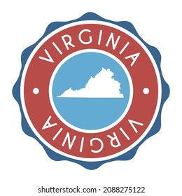 Virginia, USA Badge Map Vector Seal Vector Sign. National Symbol Country Stamp Design Icon Label. 