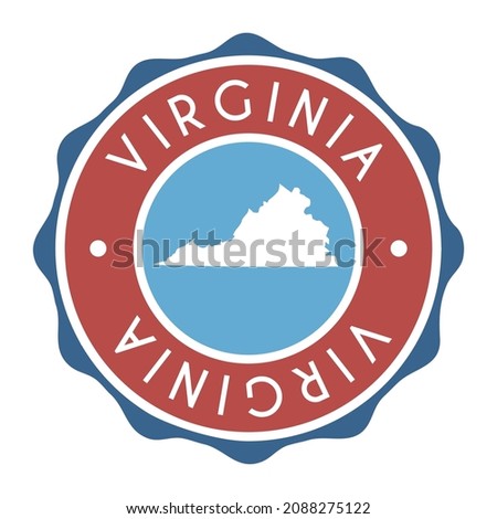 Virginia, USA Badge Map Vector Seal Vector Sign. National Symbol Country Stamp Design Icon Label. 