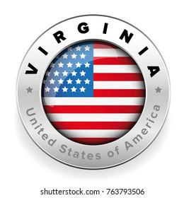 Virginia Usa flag badge button vector