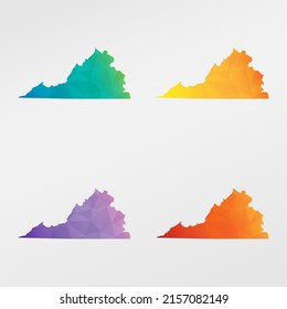Virginia, USA Low Poly Map Clip Art Design. Geometric Polygon Graphic National Icon. Vector Illustration Symbol.