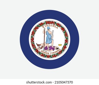 Virginia USA Round State Flag. VA, US Circle Flag. State of Virginia, United States of America Circular Shape Button Banner. EPS Vector Illustration.