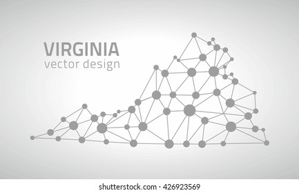 Virginia vector contour  grey map