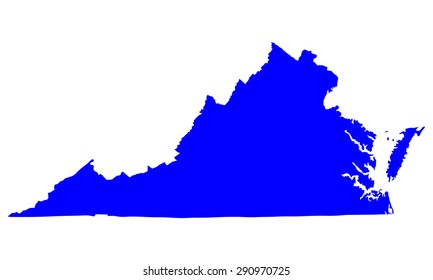 Virginia vector map isolated on white background. High detailed silhouette illustration.