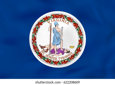 Virginia waving flag. Virginia state flag background texture.Vector illustration.