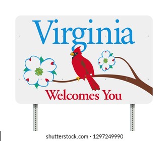 Virginia Welcomes You Road Sign