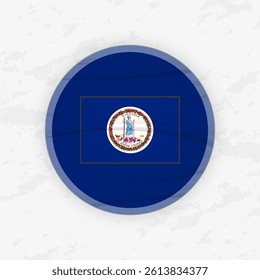 Virginian Flag in a Circular Emblem Design, Abstract Round Sticker Illustration. This high-quality vector graphic is perfect for use in patriotic designs, international events, sport competitions.