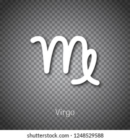 Virgo astrological symbol with shadow isolated on transparent background. Star sign for individual astrology horoscope. Zodiac calendar system, mystic birthday constellation vector illustration.