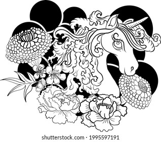 Virgo of Astrology design.horoscope circle with signs of zodiac set vector.signs such as a aries, taurus, gemini, cancer, leo, virgo, libra, scorpio, sagittarius, capricorn,aquarius, pisces.Unicorn.