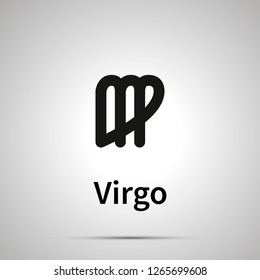 Virgo astronomical sign, simple black icon with shadow