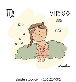 virgo baby zodiac cute hand drawn vector illustration