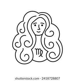 Virgo black line icon. Zodiac sign. Astrology and horoscope. Predictions and human character. Element earth. Ruler Mercury.
