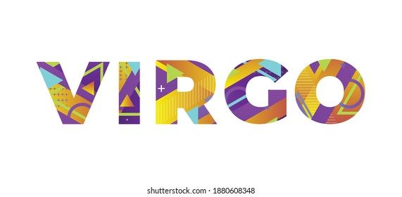 Virgo Concept Retro Colorful Word Art Illustration