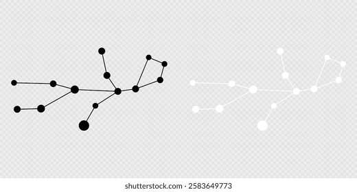 Virgo constellation map set. Vector illustration.