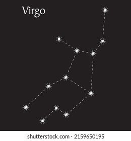 Virgo constellation on black background.