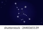 Virgo constellation. On a blue background, the constellation Virgo with shining stars. Vector illustration EPS10.