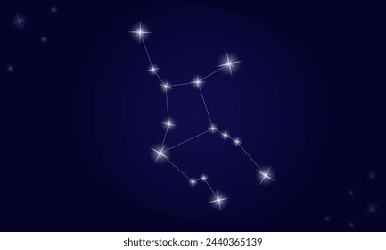 Virgo constellation. On a blue background, the constellation Virgo with shining stars. Vector illustration EPS10.