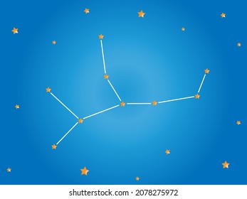 Virgo constellation stars in outer space. Zodiac Sign Virgo constellation lines. Vector illustration.