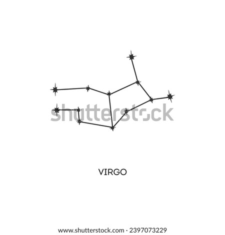 Virgo constellation vector illustration. Virgo constellation astrological drawing