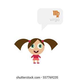 Virgo - cute cartoon horoscope, vector flat sign of zodiac
