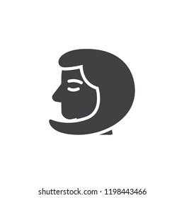 Virgo head vector icon. filled flat sign for mobile concept and web design. Girl head solid icon. Symbol, logo illustration. Pixel perfect vector graphics
