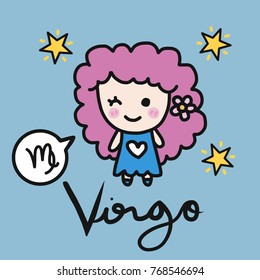 Virgo horoscope cartoon vector illustration doodle style