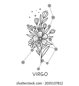 Virgo horoscope flower icon outline vector. Zodiac sign astrology. Tattoo horoscope flower