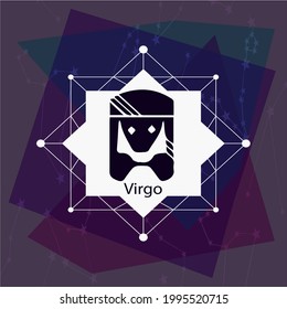 Virgo horoscope sign, Creative decorative elegant linear astrology zodiac Virgo emblem template for logo or poster decoration.