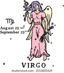 Sinal horóscopo de VIRGO desenho à mão, constelação