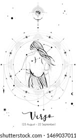Virgo horoscope sign with white background