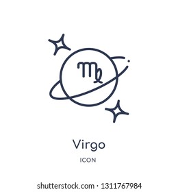 virgo icon from zodiac outline collection. Thin line virgo icon isolated on white background.