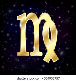Virgo Luxury Zodiac sign designed using gold line color