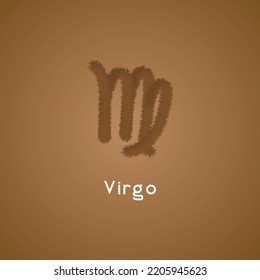 Virgo power color zodiac horoscope soft fur vector design illustration with editable gradient background	