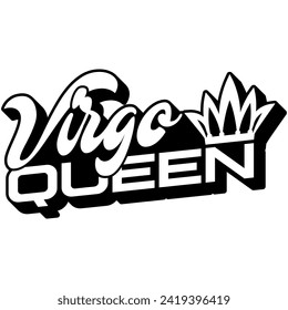 virgo queen black vector graphic design and cut file