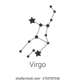 Virgo sign constellation isolated vector icon on white background. Single separate constellation with name