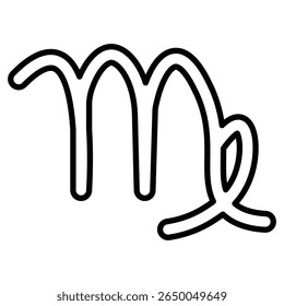 ícone de sinal de virgo raso delineamento fino logotipo de arte