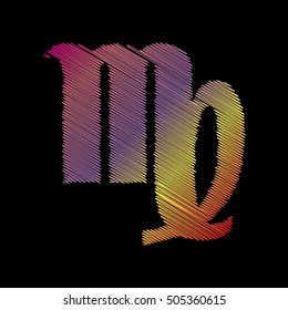 Virgo sign illustration. Coloful chalk effect on black backgound.