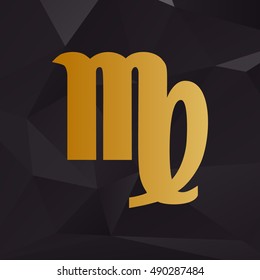 Virgo sign illustration. Golden style on background with polygons.