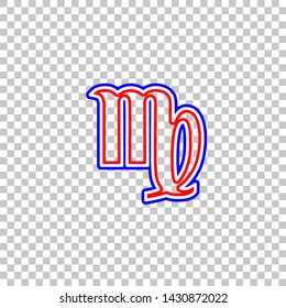 Virgo sign illustration. Red, white and contour icon at transparent background. Illustration.