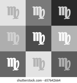Virgo sign illustration. Vector. Grayscale version of Popart-style icon.
