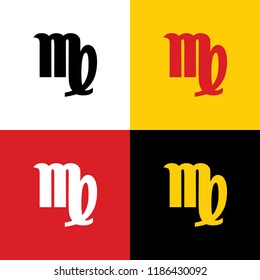 Virgo sign illustration. Vector. Icons of german flag on corresponding colors as background.