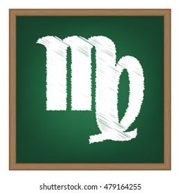 Virgo sign illustration. White chalk effect on green school board.