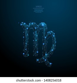 Virgo sign low poly wireframe poster template