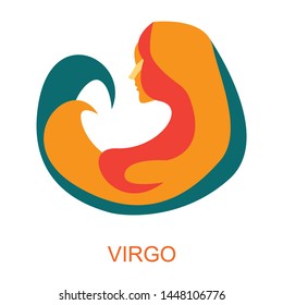 Virgo star sign with different colors on white background. Vector horoscope zodiac star icon.Vector astrology sign.