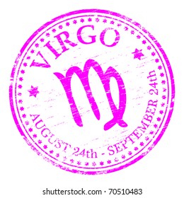 "VIRGO" Star sign rubber stamp illustration